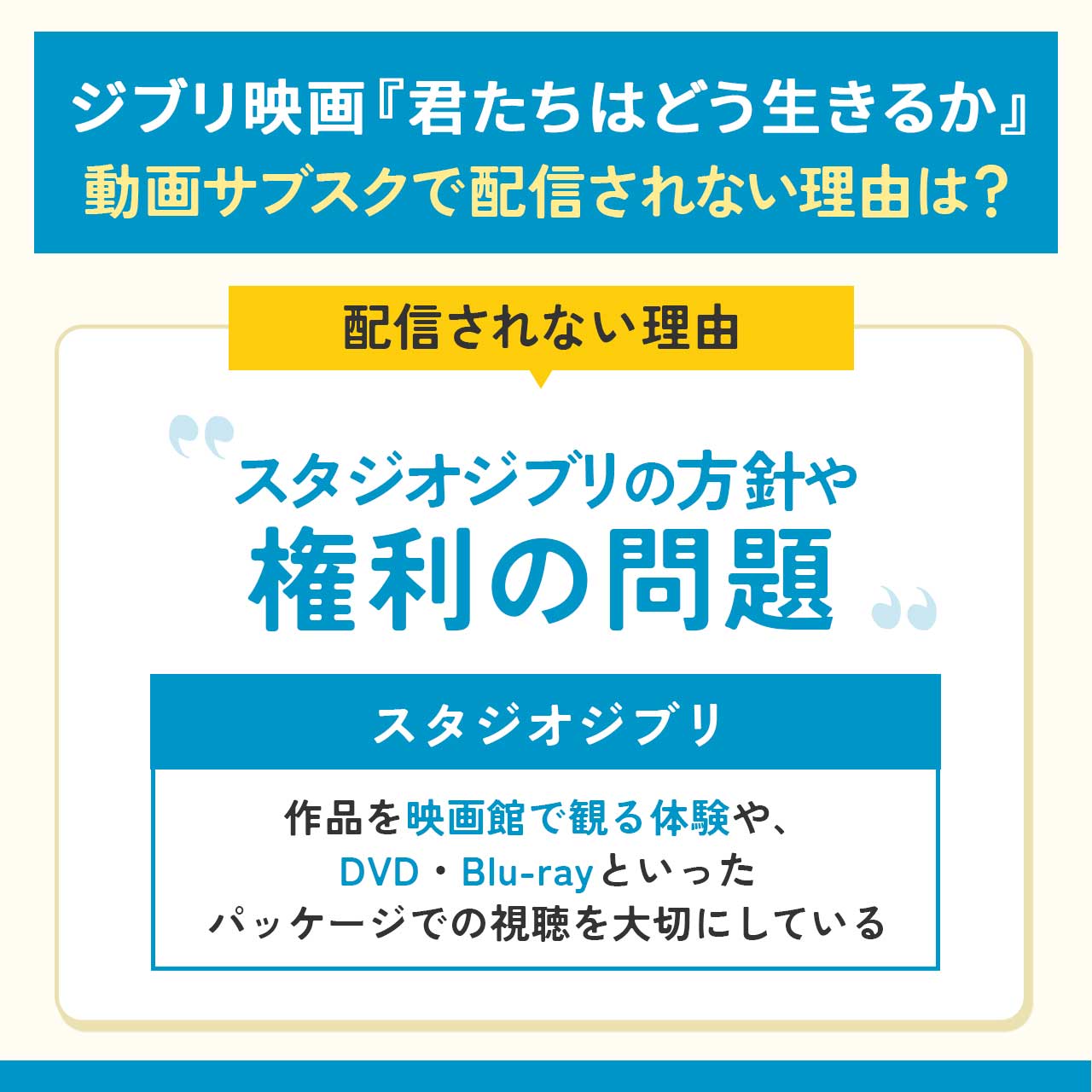 ジブリ映画『君たちはどう生きるか』が動画サブスクで配信されない理由は?